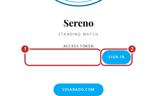 The sign-in box, with the Access token field marked 1 and the Sign in button marked 2.